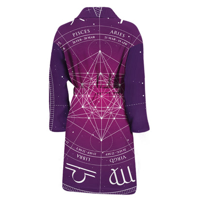 Geometric Zodiac Calendar Print Men's Bathrobe