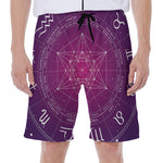 Geometric Zodiac Calendar Print Men's Beach Shorts