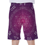 Geometric Zodiac Calendar Print Men's Beach Shorts