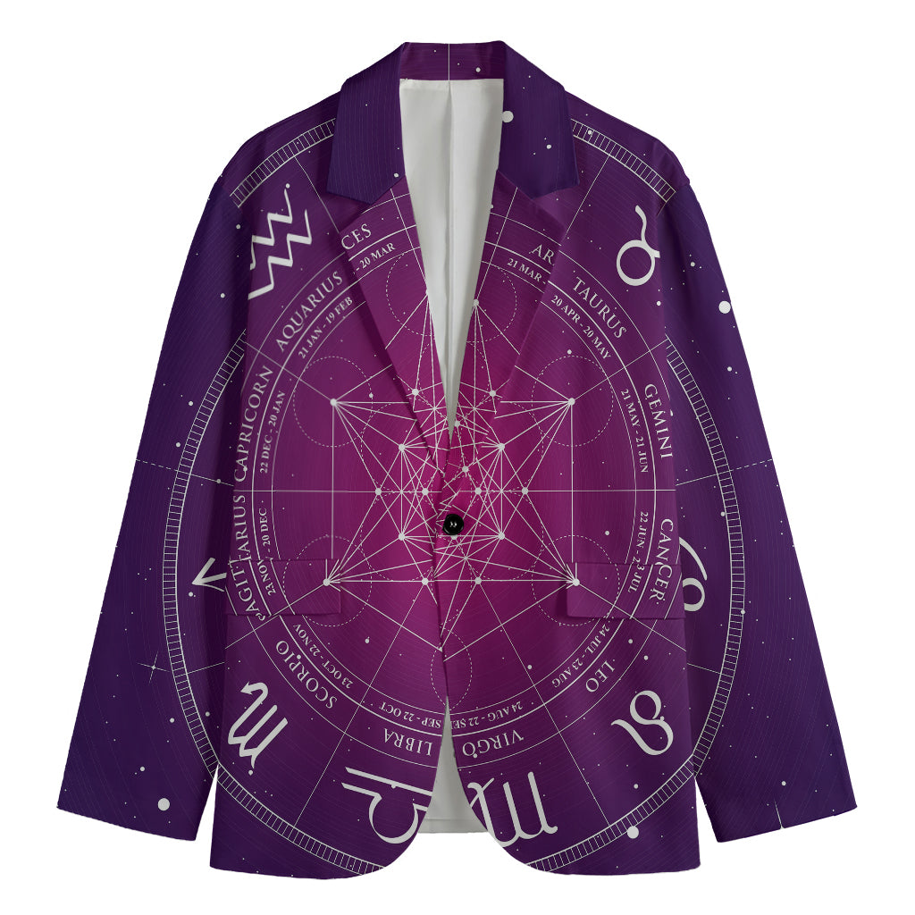 Geometric Zodiac Calendar Print Men's Blazer