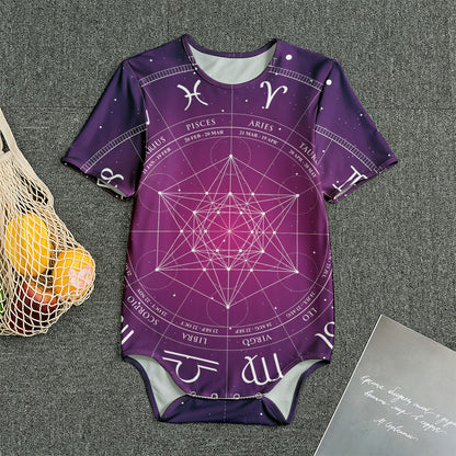 Geometric Zodiac Calendar Print Men's Bodysuit