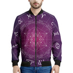 Geometric Zodiac Calendar Print Men's Bomber Jacket