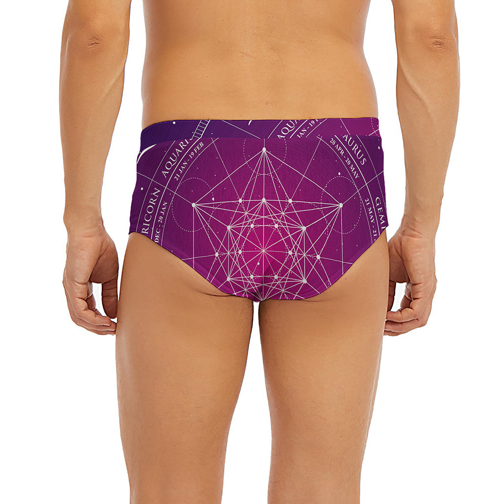 Geometric Zodiac Calendar Print Men's Briefs
