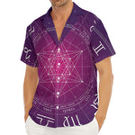 Geometric Zodiac Calendar Print Men's Deep V-Neck Shirt