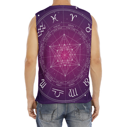 Geometric Zodiac Calendar Print Men's Fitness Tank Top