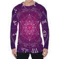 Geometric Zodiac Calendar Print Men's Long Sleeve T-Shirt