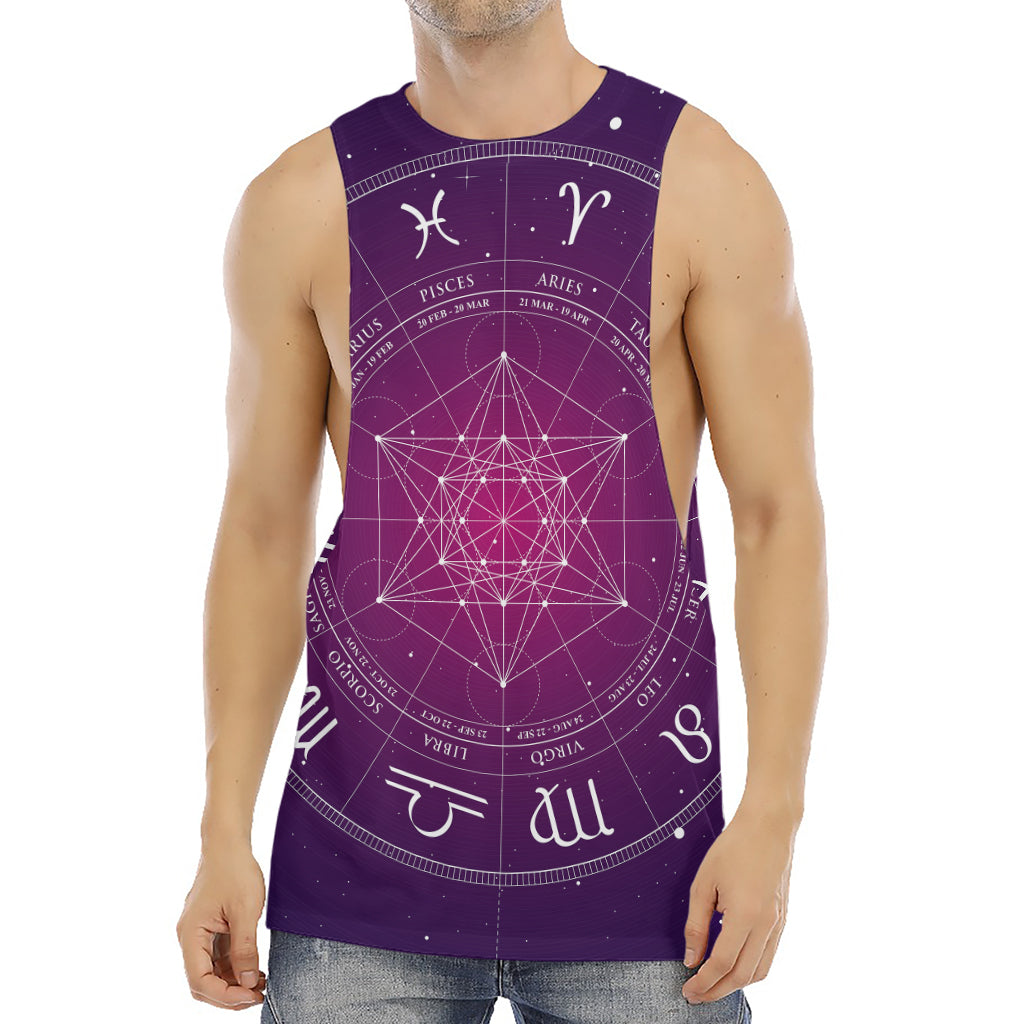 Geometric Zodiac Calendar Print Men's Muscle Tank Top