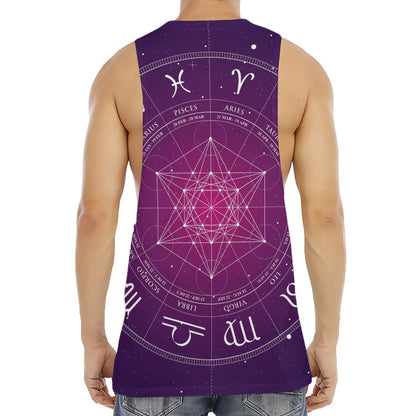 Geometric Zodiac Calendar Print Men's Muscle Tank Top