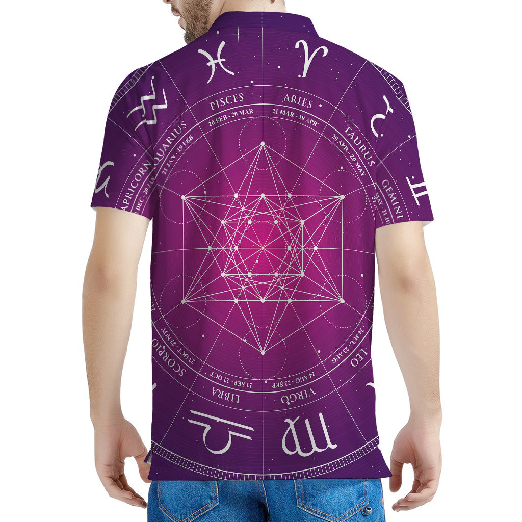 Geometric Zodiac Calendar Print Men's Polo Shirt