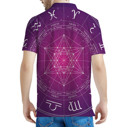 Geometric Zodiac Calendar Print Men's Polo Shirt