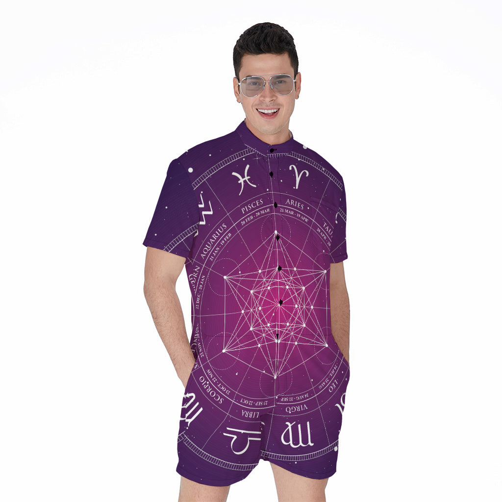 Geometric Zodiac Calendar Print Men's Rompers