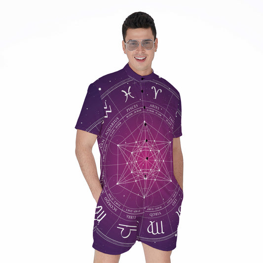 Geometric Zodiac Calendar Print Men's Rompers