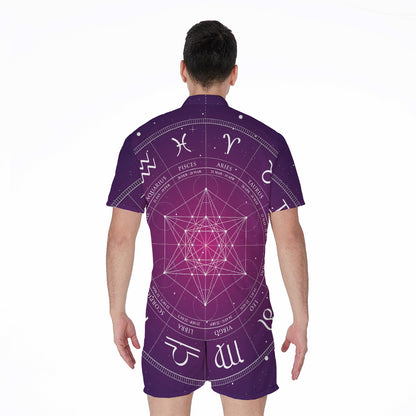 Geometric Zodiac Calendar Print Men's Rompers