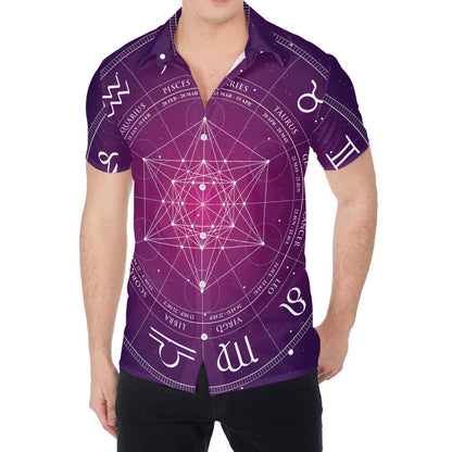 Geometric Zodiac Calendar Print Men's Shirt