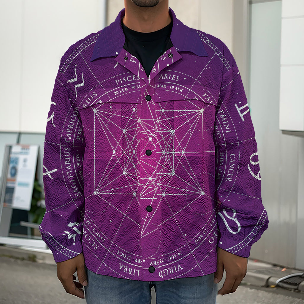Geometric Zodiac Calendar Print Men's Shirt Jacket