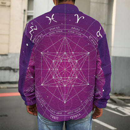 Geometric Zodiac Calendar Print Men's Shirt Jacket
