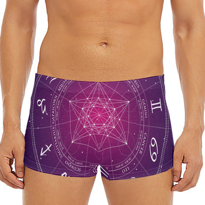 Geometric Zodiac Calendar Print Men's Short Boxer Briefs