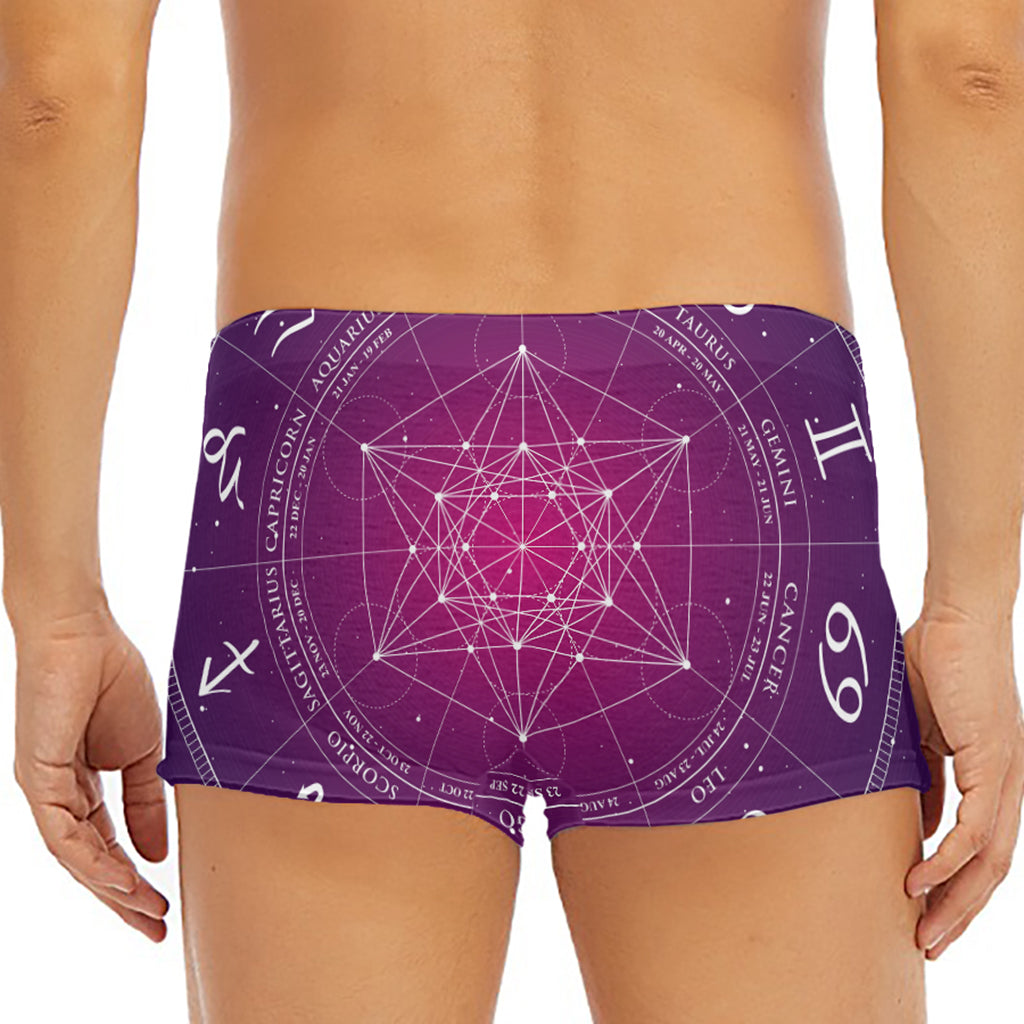 Geometric Zodiac Calendar Print Men's Short Boxer Briefs