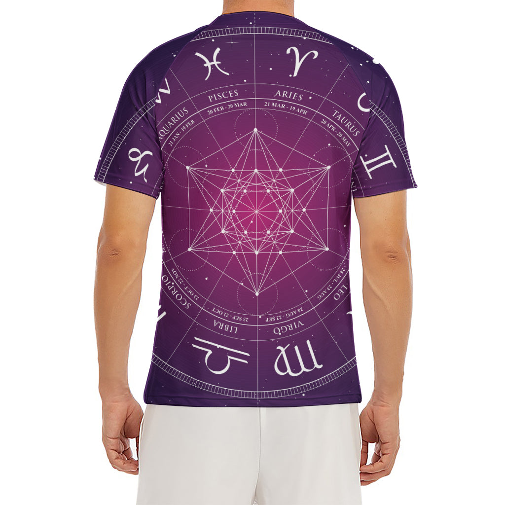 Geometric Zodiac Calendar Print Men's Short Sleeve Rash Guard