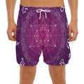 Geometric Zodiac Calendar Print Men's Split Running Shorts