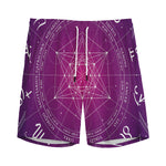 Geometric Zodiac Calendar Print Men's Sports Shorts