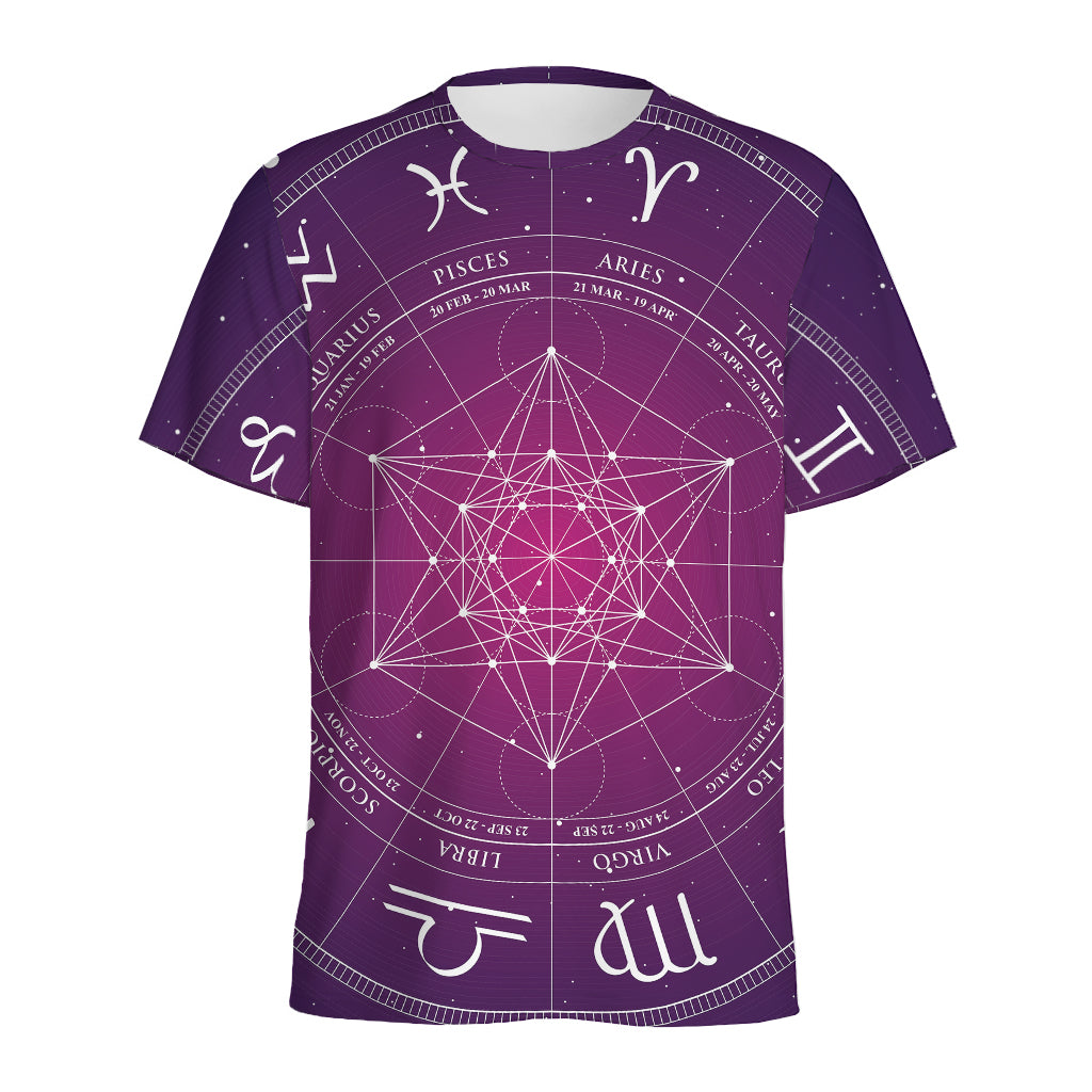 Geometric Zodiac Calendar Print Men's Sports T-Shirt
