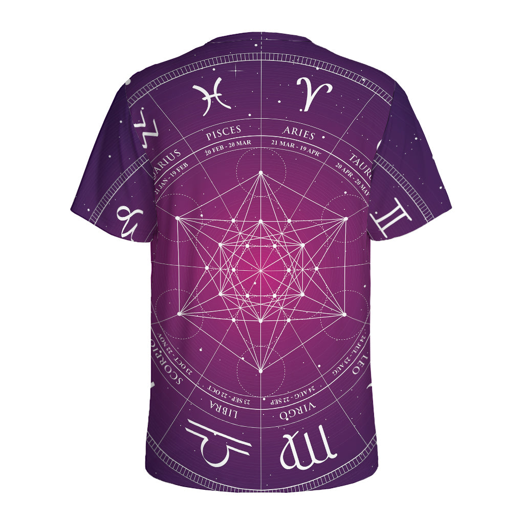 Geometric Zodiac Calendar Print Men's Sports T-Shirt