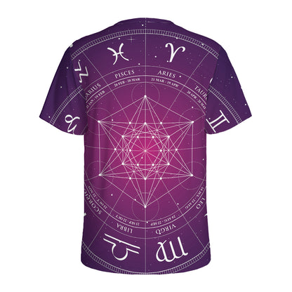 Geometric Zodiac Calendar Print Men's Sports T-Shirt