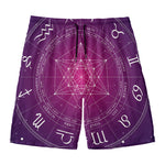 Geometric Zodiac Calendar Print Men's Swim Trunks