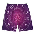 Geometric Zodiac Calendar Print Men's Swim Trunks