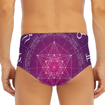 Geometric Zodiac Calendar Print Men's Triangle Swim Briefs