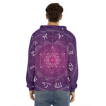 Geometric Zodiac Calendar Print Men's Velvet Pullover Hoodie