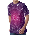 Geometric Zodiac Calendar Print Men's Velvet T-Shirt
