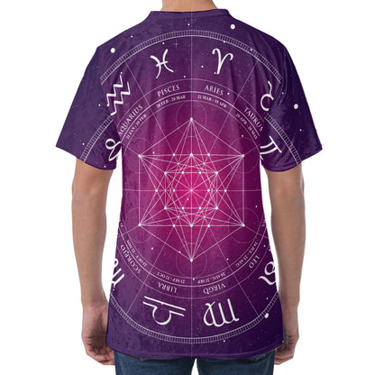 Geometric Zodiac Calendar Print Men's Velvet T-Shirt