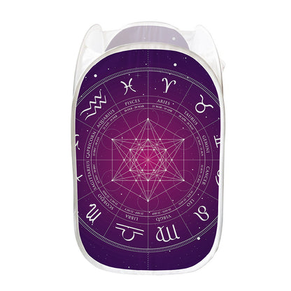 Geometric Zodiac Calendar Print Mesh Laundry Hamper