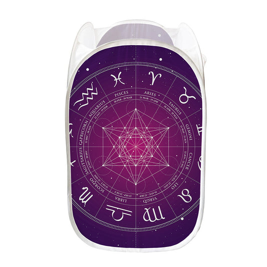 Geometric Zodiac Calendar Print Mesh Laundry Hamper