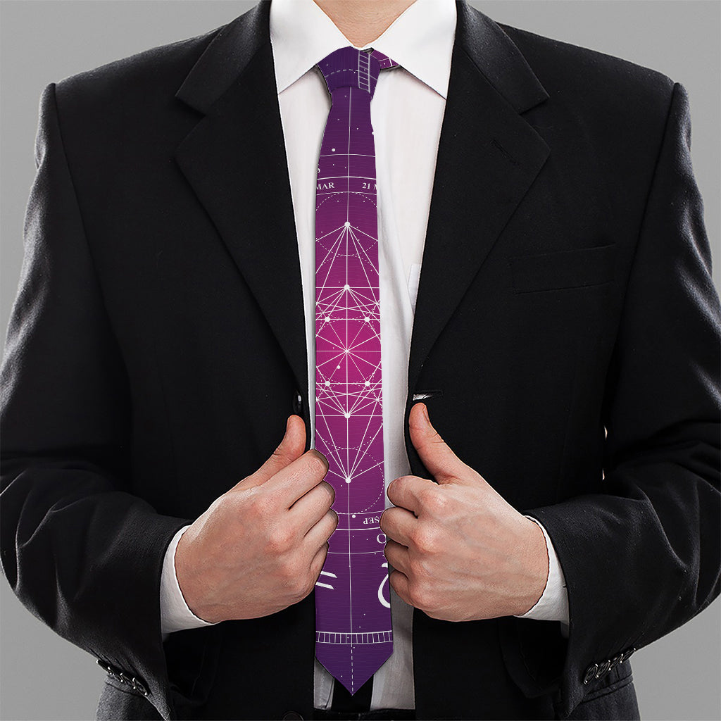 Geometric Zodiac Calendar Print Necktie