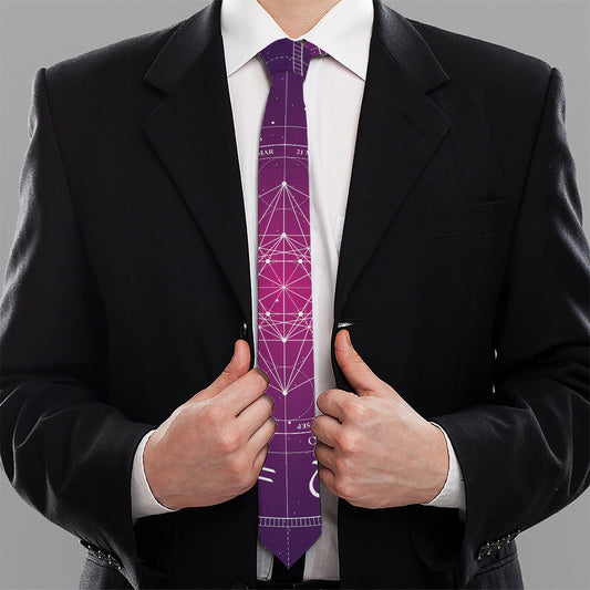 Geometric Zodiac Calendar Print Necktie