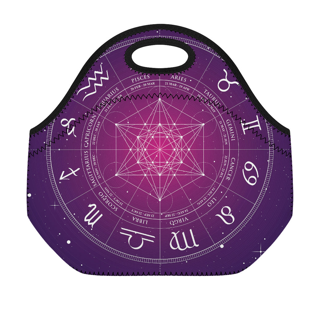 Geometric Zodiac Calendar Print Neoprene Lunch Bag