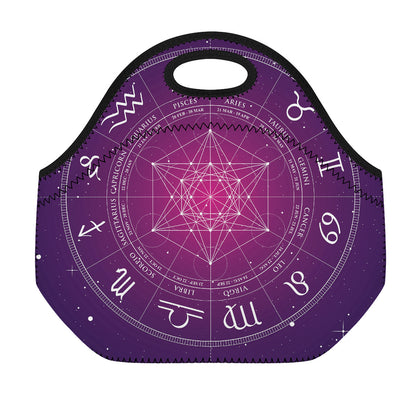 Geometric Zodiac Calendar Print Neoprene Lunch Bag