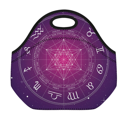 Geometric Zodiac Calendar Print Neoprene Lunch Bag