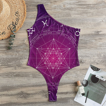 Geometric Zodiac Calendar Print One Shoulder Bodysuit