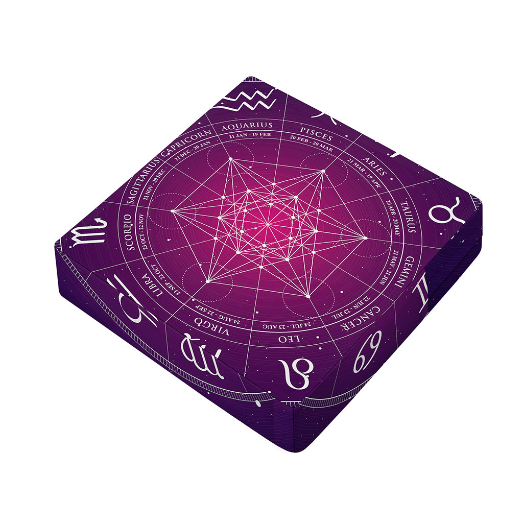 Geometric Zodiac Calendar Print Outdoor Seat Cushion Cover