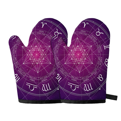Geometric Zodiac Calendar Print Oven Mitts