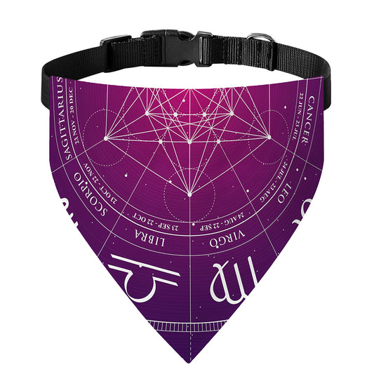 Geometric Zodiac Calendar Print Over The Collar Dog Bandana