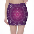 Geometric Zodiac Calendar Print Pencil Mini Skirt
