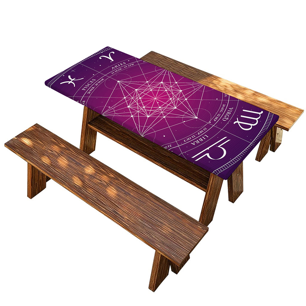 Geometric Zodiac Calendar Print Picnic Table Cover