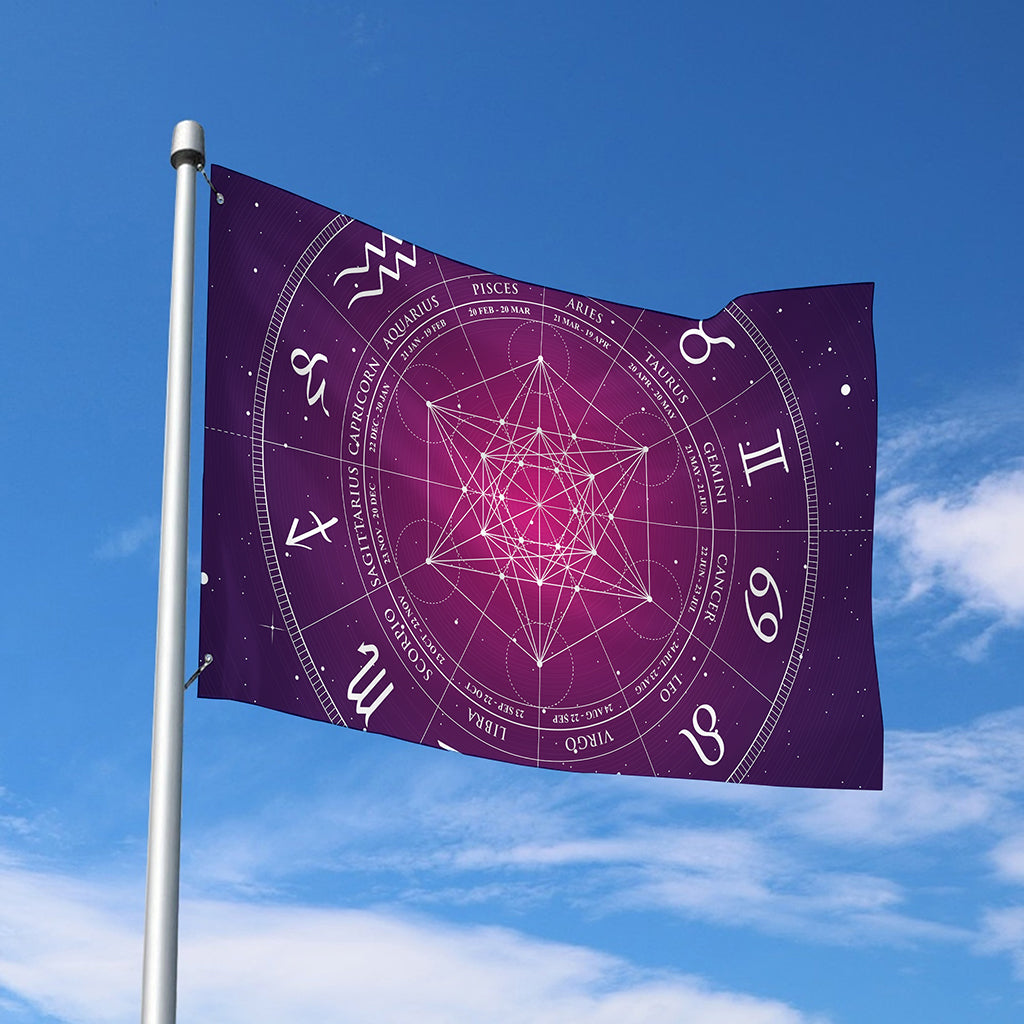 Geometric Zodiac Calendar Print Polyester Flag