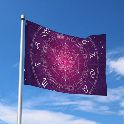 Geometric Zodiac Calendar Print Polyester Flag