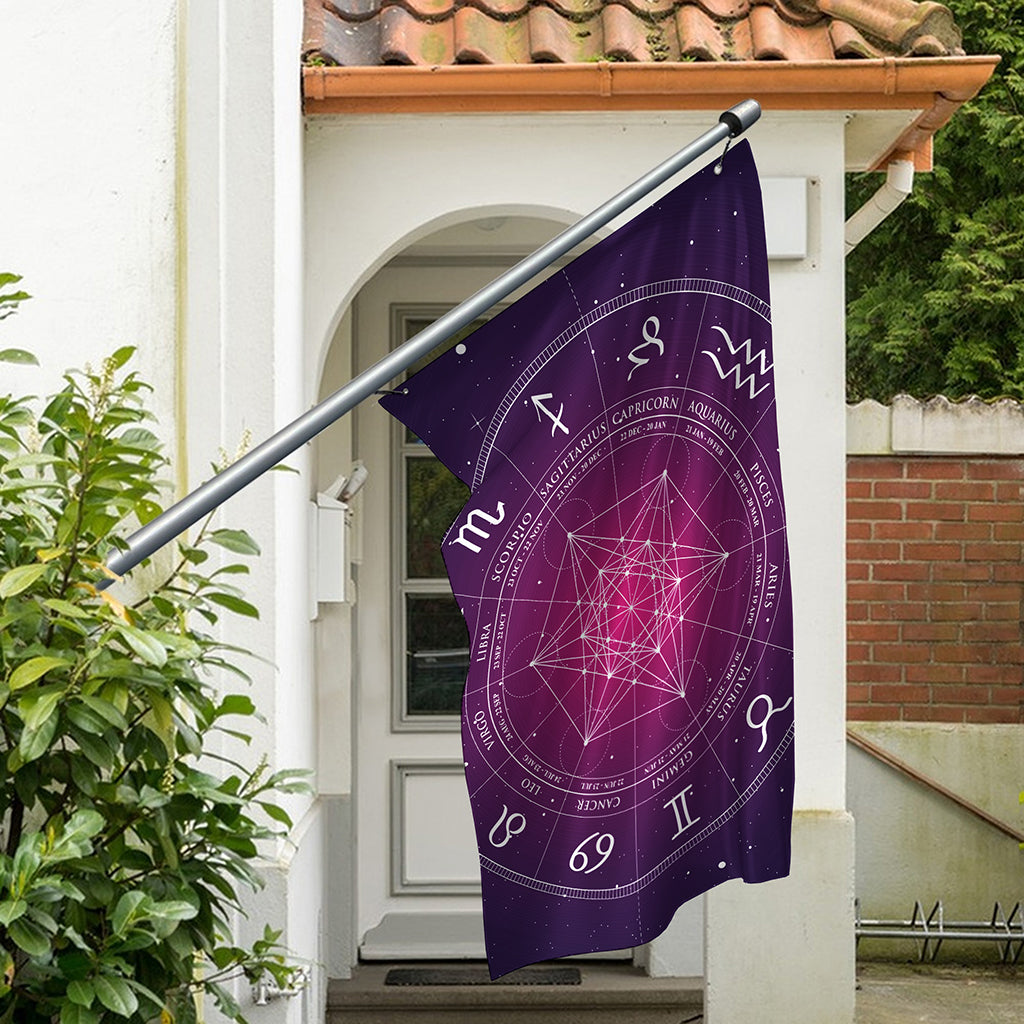 Geometric Zodiac Calendar Print Polyester Flag